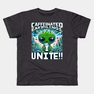 Earthlings Collection - Caffeinated Earthlings Unite Kids T-Shirt